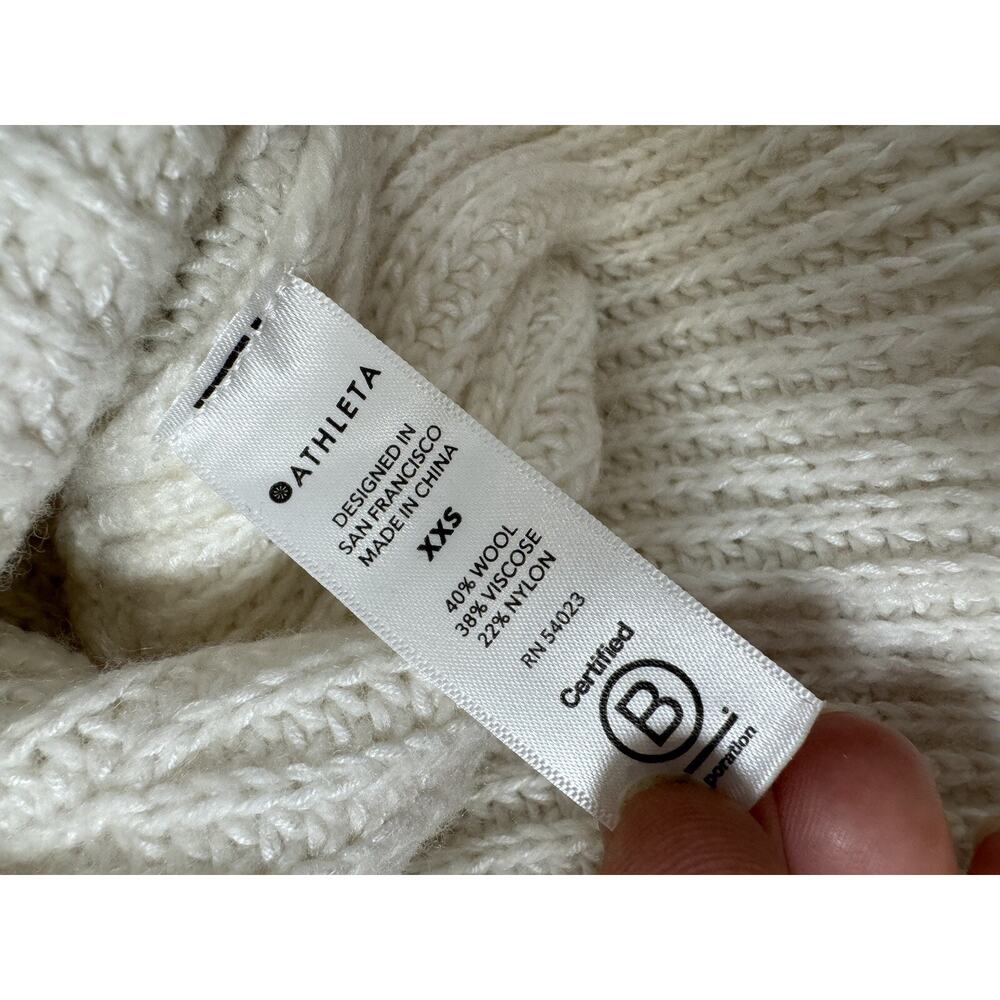 Athleta Sweater Oversized Wool Relaxed Chunky Knit Ivory $149 - Picture 6 of 11